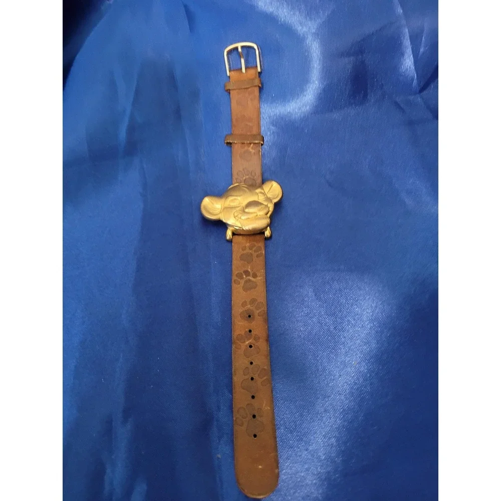 Vintage 1990s Disney Timex The Lion King Simba Flip-top Watch with leather Strap